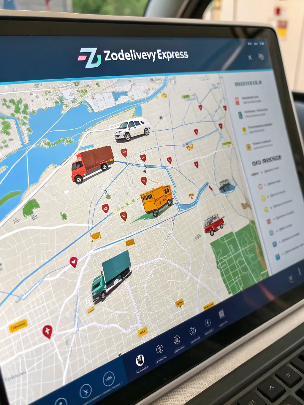 A detailed image of a modern delivery tracking system interface, showing real-time location of delivery vehicles and package status, used by TecnoEntregas.
